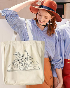 Bolsa de Compras Ecológica Personalizada, Reciclable, con Bolsillo, Bolsa de Lona de Algodón con Estampado Floral para Mujer, Diseño 2024 - Product Image 6