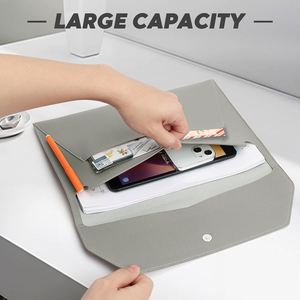 Waterproof A4 <b>File</b> <b>Folder</b> PU Leather Document Bag Envelope <b>File</b> Organizer with Magnetic Snap for Home School Office Stationery - Product Image 3