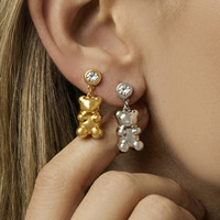 Nouvelles boucles d'oreilles pendantes pour femme, style européen et américain, motif ours agressif, incrustation de zircon, style simple et luxueux, en acier inoxydable plaqué or 18 carats
