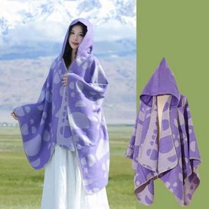 Hot Selling Front Open Winter Custom Mexican Wool <b>Poncho</b> Scarves Shawls for Women Long Outdoor Activities Blanket with Cape - Product Image 3
