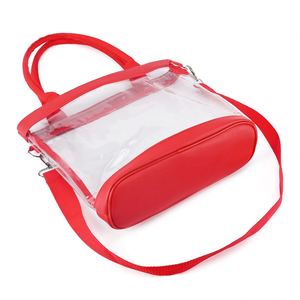 Large Customized Logo Transparent Red Waterproof Shopping Handbag Clear Pvc <b>Plastic</b> <b>Tote</b> Bag for Women - Product Image 4