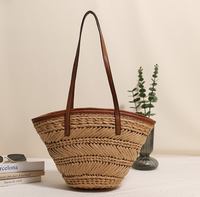 Sac fourre-tout ouvert en paille tressée couleur unie pour femme 2026, réutilisable, avec fermeture éclair, en polyester, grande capacité, pour voyage et plage