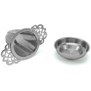 Infuseur de passoire à thé à poignées professionnelles à double aile avec plateau d'égouttement suspendu aux tasses de théières - Product Image 4