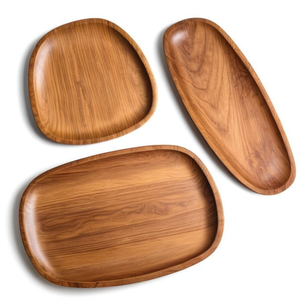 Bandeja y platos de madera de gran venta: Vajilla artesanal india, platos para aperitivos, platos de madera de la India para decoración. - Product Image 3