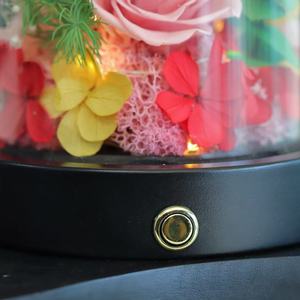 Dôme en verre avec roses LED stabilisées en gros, fleurs <span class=keywords><strong>éternel</strong></span>les avec hortensia et gypsophile, cadeau pour la Saint-Valentin et anniversaire - Product Image 6