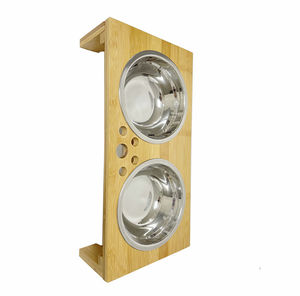 ペットボウル & フィーダー犬/猫ペットボウル環境にやさしいカスタムステンレス + 竹製スタンド - Product Image 2
