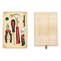 Kit d'outils à main Ensemble d'outils de réparation à domicile 17PCS dans un étui en bambou avec pince combinée Embouts de tournevis à clé réglable