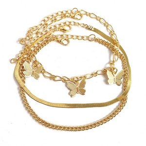 <span class=keywords><strong>JOJO</strong></span> <span class=keywords><strong>Fashion</strong></span> 3ชิ้น/เซ็ตสร้อยข้อมือกำไลข้อเท้า,กำไลข้อเท้าเครื่องประดับเท้าจี้ผีเสื้อชุบทองหลายชั้นสำหรับผู้หญิง - Product Image 5