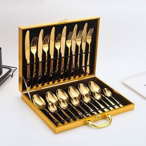 18/0 Gift Wedding Party Classic 24 Piece Gold <b>Cutlery</b> <b>Set</b> Stainless Steel - Product Image 2