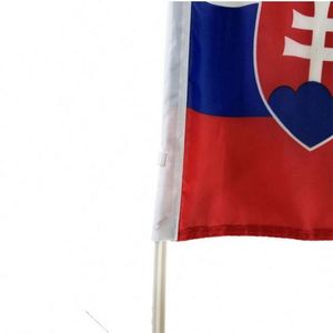 Bandera de Coche de Eslovaquia Portátil, Impermeable, de Poliéster, con Impresión Digital Personalizada al por Mayor, con Asta y Clips - Product Image 3