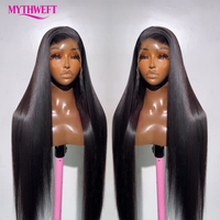 Wig Rambut Asli Brasil Lurus 13x6 Grosir, Wig Full Lace Frontal Dengan Baby Hair, Wig Rambut Manusia Virgin untuk Wanita Kulit Hitam