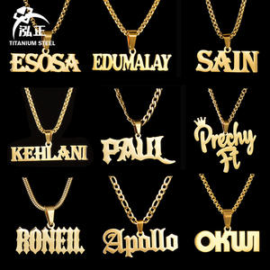 Collier pendentif personnalisable avec nom en anglais, fabrication en usine, lettres découpées, bijoux simples pour hommes, vente transfrontalière - Product Image 1