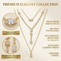 Collier en cristal minimaliste de qualité supérieure SongYi pour femmes, plaqué or 18 carats, zircon taillé en émeraude hexagonale marquise, collier superposé