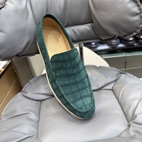 Nouveaux Mocassins de Mode en Cuir Nubuck Façon Croco pour Hommes, Chaussures de Ville Affaires Habillées, en Véritable Peau d'Alligator Italiennes