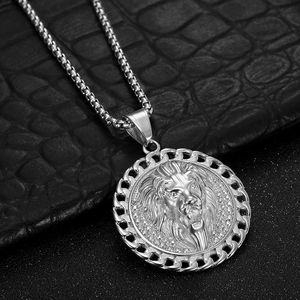 Yunnique – collier avec pendentif tête de lion en acier inoxydable pour hommes, chaîne cubaine Hip Hop, design du zodiaque animal, DW063B - Product Image 2
