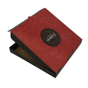 Grosir kotak Pizza kertas pengiriman bergelombang dapat digunakan kembali Logo kustom murah kualitas tinggi