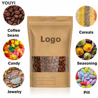 Sachet Doypack en Papier Kraft Anti-odeur et Anti-humidité avec Fermeture Zip pour Chips, Biscuits, Snacks et Emballage de Café