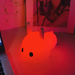 Luz LED nocturna de silicona con forma de conejo para niños, lámpara de decoración para habitación de bebé, entrenador de sueño con 7 colores cambiantes, regalo