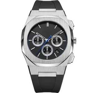 Shenzhen ODM quality men's chronograph watches luxury mens stainless steel watch with silicone band