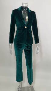 Traje <span class=keywords><strong>de</strong></span> terciopelo para <span class=keywords><strong>mujer</strong></span> Estilo formal Traje femenino Casual Primavera Otoño Invierno <span class=keywords><strong>Trajes</strong></span> <span class=keywords><strong>de</strong></span> <span class=keywords><strong>mujer</strong></span> <span class=keywords><strong>de</strong></span> punto y esmoquin Numero 48 No Brasil - Product Image 4