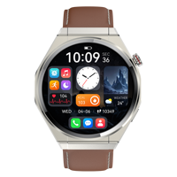 Smartwatch mit rundem Zifferblatt, Herzfrequenz- und Blutsauerstoffdruckmessung, Schlaf-Tracker, ultradünn, magnetisches Laden, Lederarmband, Geschenk