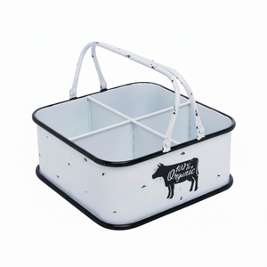 Acheter un caddy galvanisé rustique pour le rangement de la table de la cuisine avec un style de ferme parfait pour organiser l'essentiel - Product Image 1