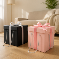Boîte cadeau carrée surdimensionnée tendance 2026, luxe discret, avec ruban et poignée en cordon, emballage vide, logo personnalisé, marque privée, OEM