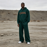 Ensemble survêtement homme en molleton épais et coton, broderie chenille, coupe oversize, pull à capuche et pantalon de jogging, vente en gros