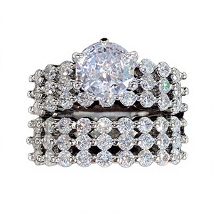 Luxury Classic Copper Engagement Wedding <b>Ring</b> <b>Set</b> for Women Shiny Square Zircon CNAS Certified Party Jewelry Gift - Product Image 2