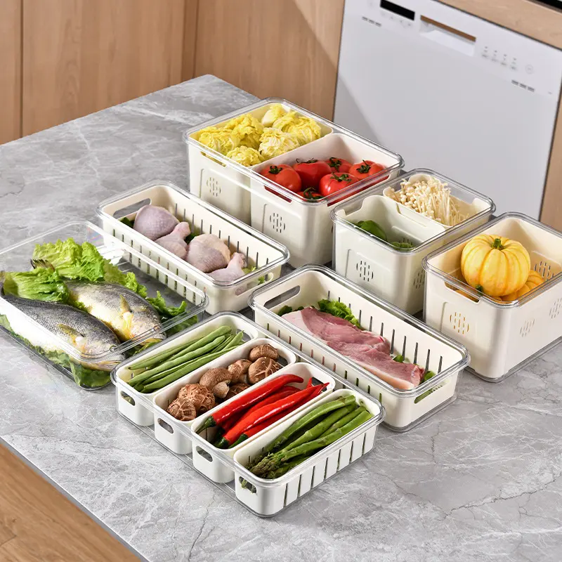 Kitchen Refrigerator Storage Box for Fruit Vegetable Seasoning Storage Organizer