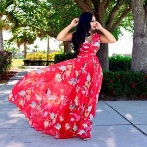 Z55555B महिलाओं के वस्त्र स्टाइलिश सस्ते सेक्सी थोक महिलाओं पुष्प प्रिंट पोशाक - Product Image 2