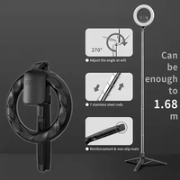 Bâton de selfie portable Q05S avec anneau lumineux LED 8 ''1.6M trépied 3-en-1 lampe de studio de lumière de remplissage pour la diffusion en direct pour la photographie