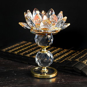 เชิงเทียนคริสตัลรูปดอกบัว K9 คริสตัลสำหรับบูชาทางศาสนา ของตกแต่งบ้านและวัด - Product Image 2