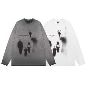 T-shirt à manches longues pour homme, design personnalisé <span class=keywords><strong>Lin</strong></span>, impression numérique directe sur vêtement, coupe ample tricotée - Product Image 5