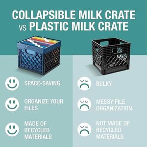 Collapsible Milk <b>Crate</b> -25L (6 Gal) Stackable Storage Bins Holds 50lbs Per Bin Clevercrates Are Heavy Duty - Product Image 2