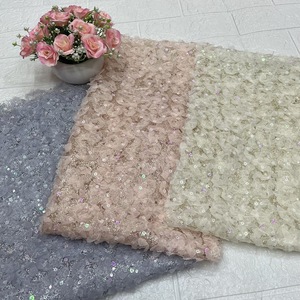 Tissu en dentelle jacquard brodé en maille tricotée, 100 % nylon, respirant et léger, pour filles et femmes, avec ruban coloré, directement de l'usine - Product Image 1
