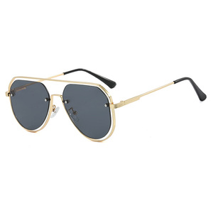 Custom Logo 2026 Retro Ladies Full Rim <b>Shades</b> Punk <b>Sun</b> Glasses UV400 Metal Pilot Sunglasses for Women Men - Product Image 5