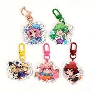 Custom Cartoon Design Double Sided Printed Clear Epoxy Resin Anime Acrylic Charm <b>Keychain</b> With Glitter - Product Image 5
