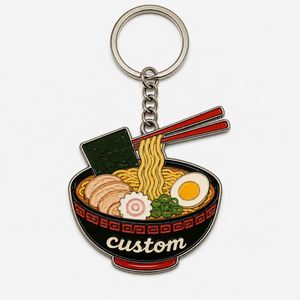 Porte-clés en métal personnalisés avec logo de restaurant, souvenirs alimentaires, ramen japonais en gros, promotion sur mesure - Product Image 2