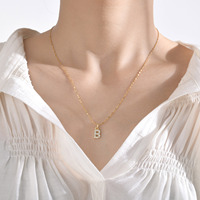 Collar de Joyería de Moda con Colgante de Letras Iniciales del Alfabeto Personalizado de Acero Inoxidable Único, con Circonita, Antideslustre, para Mujer, 2024