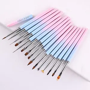 New metal handle nail liner brush pen nail painting pen UV gel brush manicure tool supplier for salon