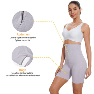 Pantalon gainant taille haute pour femme, post-partum, en jersey, avec fermeture éclair frontale, pour le maintien abdominal et le contrôle du ventre - Product Image 6