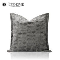 Coussin décoratif Tiff Home en velours coupé tissé 48x48cm, écologique, amovible, lavable, motif géométrique, haute qualité, pour salon et canapé