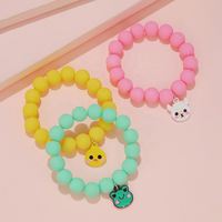 Bracelet Cadeau en Quartz avec Breloques Animaux Mignons (Grenouille, Chat) en Acrylique Rose et Perles Métalliques Plaqué Or DIY pour Enfants - Grande Vente