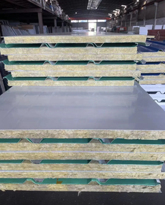Panneau de toiture sandwich en laine de roche ignifuge, tôle de toiture isolée en <span class=keywords><strong>acier</strong></span> coloré pour la construction d'entrepôts et d'usines - Product Image 5