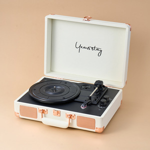 Tourne-disque portable vintage en forme de valise, lecteur de vinyle sans fil Bluetooth, mini phonographe de bureau avec options de prises universelles - Product Image 2