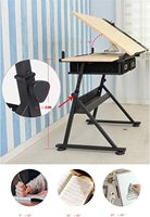 Bureau d'Étude et de Dessin Ergonomique à Hauteur Réglable avec Plateau Inclinable et Chaise