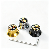 Perilla de volumen metálica de 6 mm de alta calidad para guitarra eléctrica y bajo, con orificio y llave, venta al por mayor de fábrica HVE