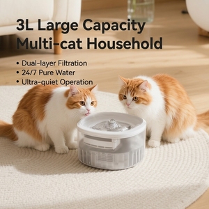 Fontaine à eau automatique pour animaux de compagnie 3L, ultra silencieuse, distributeur d'eau pour chat, fontaine à eau intelligente pour animaux de compagnie, capacité de 3L avec filtration multi-étapes - Product Image 4