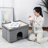 Lit pour chat pliable en forme de rectangle en éponge PP avec tissu en lin pour la maison des animaux